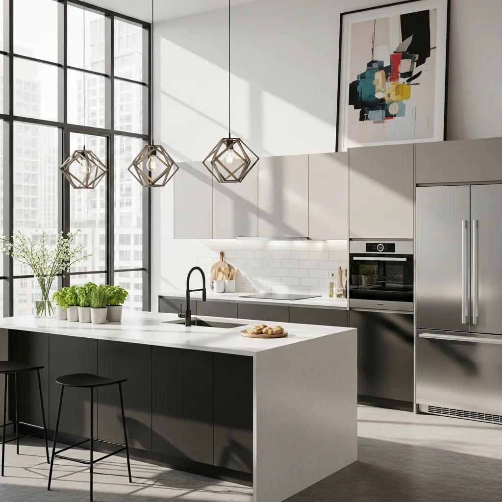 Modern urban kitchen with sleek cabinetry and bright natural light