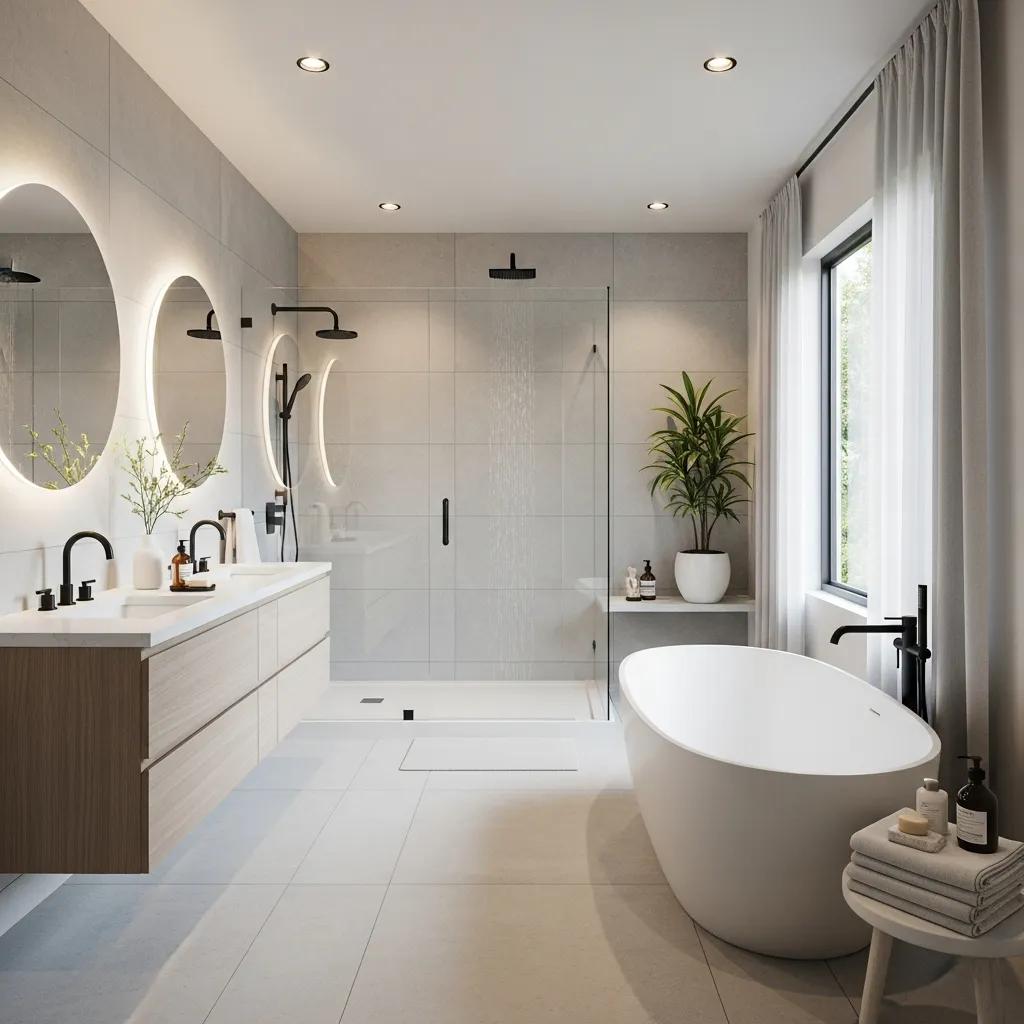 Stylish modern bathroom showcasing spa-inspired design trends and contemporary fixtures