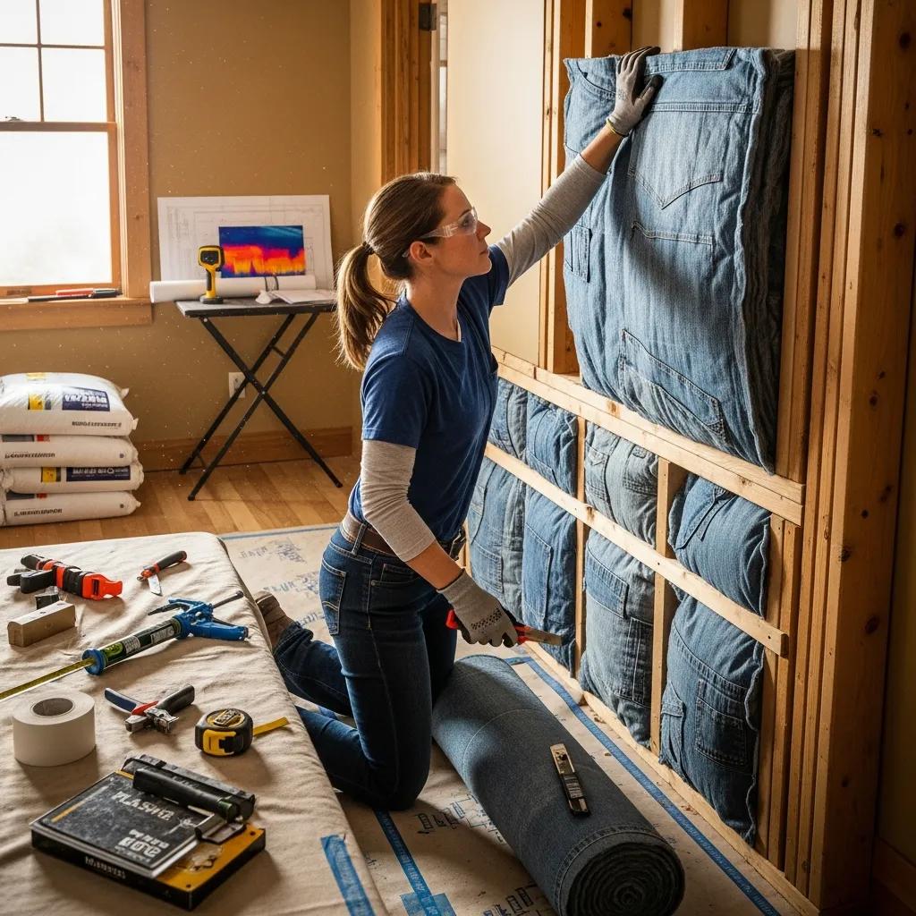 Contractor installing eco-friendly insulation in a home renovation project